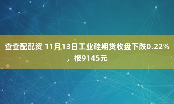 查查配配资 11月13日工业硅期货收盘下跌0.22%，报9145元